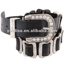 New Genuine Leather Belt With Rhinestones Buckle For Women
